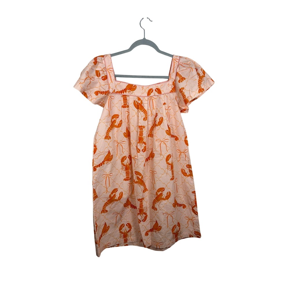 In My Sundays Lobster Trellis Day Dress Womens Small Peach NWT Coastal Whimsical